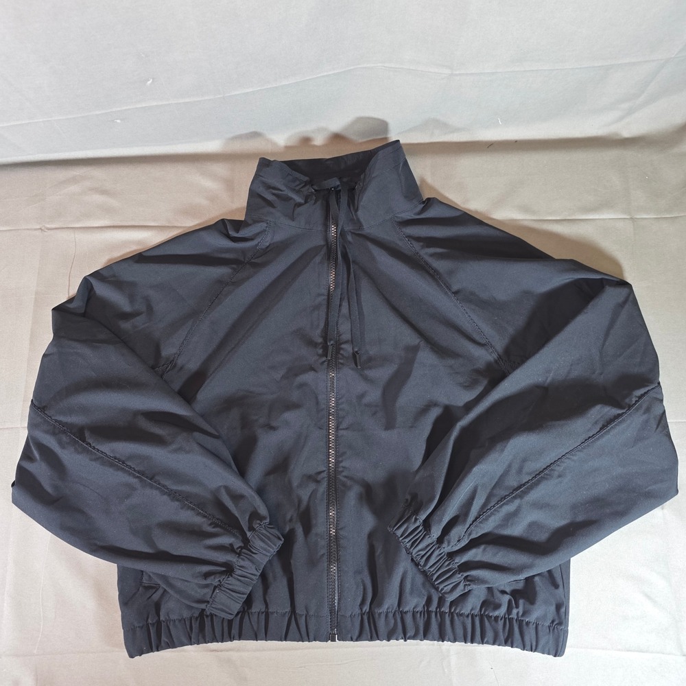 All in Motion Womens Black Full Zip Windbreaker Jacket Mock Neck Activewear
